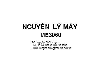 Bài giảng Nguyên lý máy ME3060