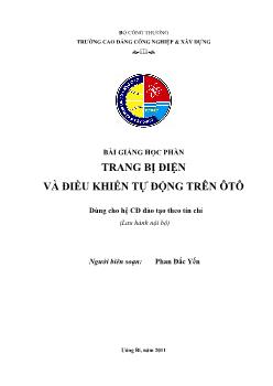 Bài giảng Trang bị điện và điều khiển tự động trên ôtô