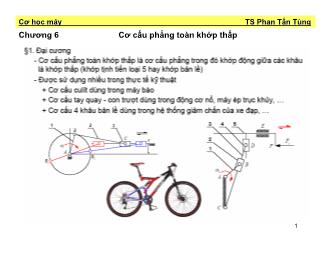 Cơ học máy - Chương 6: Cơ cấu phẳng toàn khớp thấp