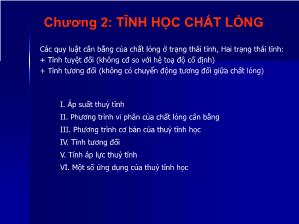 Cơ khí chế tạo máy - Chương 2: Tĩnh học chất lỏng