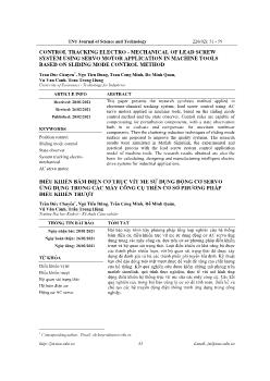 Control tracking electro - Mechanical of lead screw system using servo motor application in machine tools based on sliding mode control method