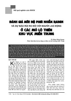 Đánh giá mức độ phơi nhiễm radon và dự báo rủi ro đối với người lao động ở các mỏ lộ thiên khu vực Miền Trung