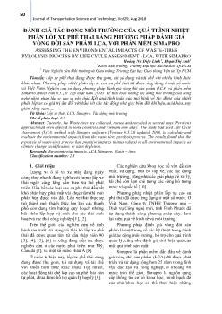 Đánh giá tác động môi trường của quá trình nhiệt phân lốp xe phế thải bằng phương pháp đánh giá vòng đời sản phẩm lca, với phần mềm Simapro