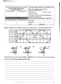 Đề thi cuối kì I - Môn: Công nghệ thủy lực và khí nén