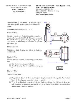 Đề thi cuối kỳ học kỳ 1 năm 2017 - 2018 - Môn: Công nghệ chế tạo máy