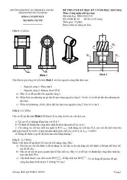 Đề thi cuối kỳ học kỳ 2 - Môn: Công nghệ chế tạo máy - Mã đề: 01