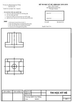 Đề thi học kì hè - Môn: Vẽ kỹ thuật