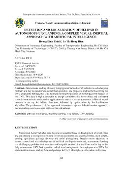 Detection and localization of helipad in autonomous uav landing: A coupled visual - Inertial approach with artificial intelligence