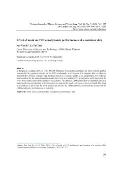 Effect of mesh on CFD aerodynamic performances of a container ship