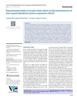 Experimental study of circular inlets effect on the performances of Gas-Liquid Cylindrical Cyclone separators (GLCC)