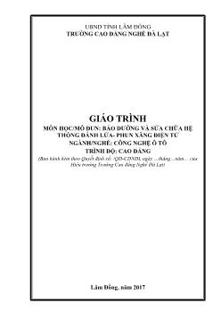 Giáo trình Bảo dưỡng và sửa chữa hệ thống đánh lửa - Phun xăng điện tử