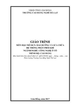 Giáo trình Bảo dưỡng và sửa chữa hệ thống phân phối khí