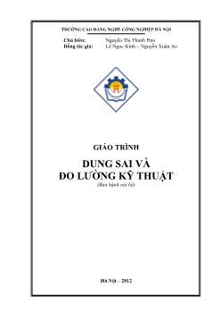 Giáo trình Dung sai và đo lường kỹ thuật