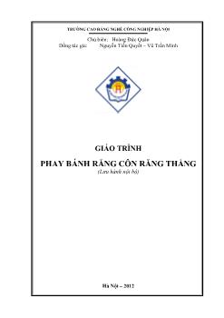 Giáo trình Phay bánh răng côn răng thẳng
