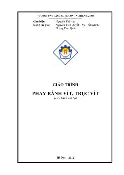 Giáo trình Phay bánh vít, trục vít