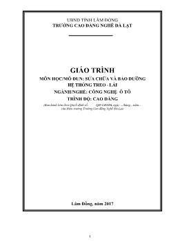 Giáo trình Sửa chữa và bảo dưỡng hệ thống treo - Lái