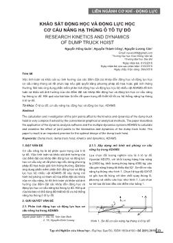 Khảo sát động học và động lực học cơ cấu nâng hạ thùng ô tô tự đổ