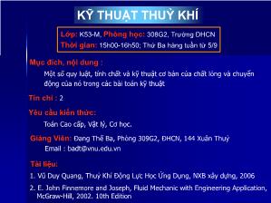 Kĩ thuật thủy khí - Chương 1: Mở đầu