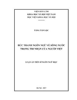 Luận án Bức tranh ngôn ngữ về sông nước trong tri nhận của người Việt