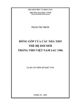 Luận án Đóng góp của các nhà thơ thế hệ đổi mới trong thơ Việt Nam sau 1986