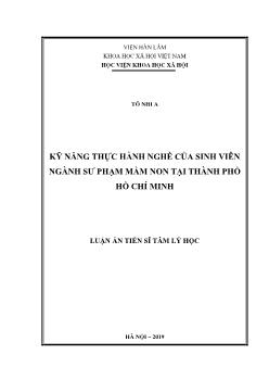 Luận án Kỹ năng thực hành nghề của sinh viên ngành sư phạm mầm non tại thành phố Hồ Chí Minh