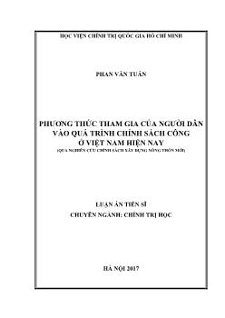 Luận án Phương thức tham gia của người dân vào quá trình chính sách công ở Việt Nam hiện nay