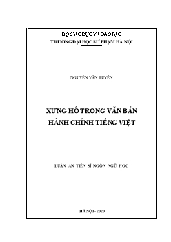 Luận án Xưng hô trong văn bản hành chính Tiếng Việt