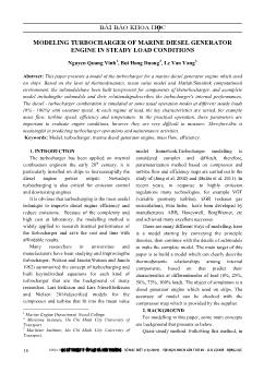 Modeling turbocharger of marine diesel generator Engine in steady load conditions