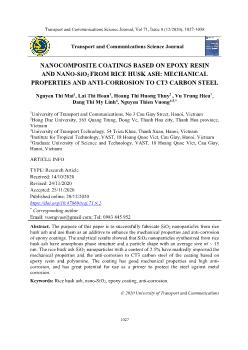 Nanocomposite coatings based on epoxy resin and nano - Sio2 from rice husk ash: Mechanical properties and anti - corrosion to CT3 carbon steel