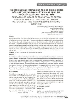 Nghiên cứu ảnh hưởng của tốc độ dịch chuyển đến chất lượng mạch cắt khi cắt bằng tia nước áp suất cao trộn hạt mài