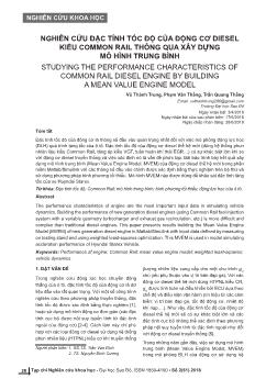 Nghiên cứu đặc tính tốc độ của động cơ diesel kiểu common rail thông qua xây dựng mô hình trung bình