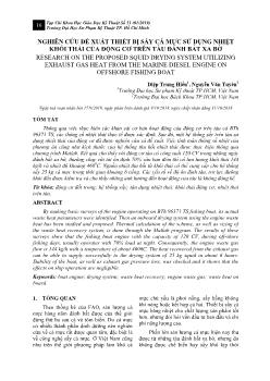 Nghiên cứu đề xuất thiết bị sấy cá mực sử dụng nhiệt khói thải của động cơ trên tàu đánh bắt xa bờ