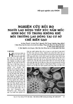 Nghiên cứu rủi ro người lao động tiếp xúc nấm mốc sinh độc tố trong không khí môi trường lao động tại cơ sở chế biến gạo