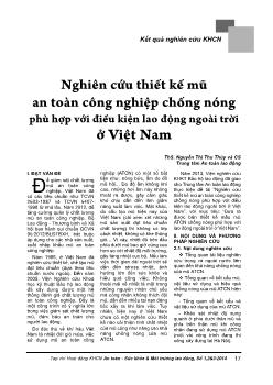 Nghiên cứu thiết kế mũ an toàn công nghiệp chống nóng phù hợp với điều kiện lao động ngoài trời ở Việt Nam