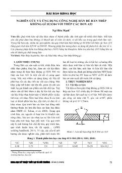 Nghiên cứu và ứng dụng công nghệ hàn để hàn thép không gỉ SUS304 với thép các bon A53