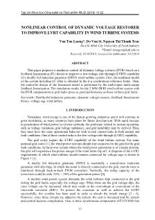 Nonlinear control of dynamic voltage restorer to improve lvrt capability in wind turbine systems