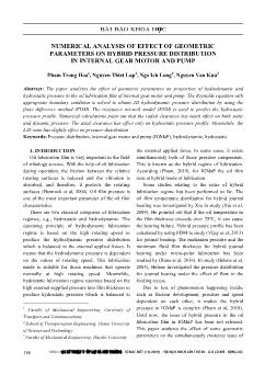 Numerical analysis of effect of geometric parameters on hybrid pressure distribution in internal gear motor and pump