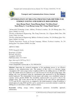 Optimization of milling process parameters for energy saving and surface roughness