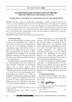 Parameter - Based optimization of the dry milling process for energy saving