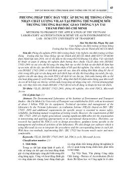 Phương pháp thúc đẩy việc áp dụng hệ thống công nhận chất lượng vilas tại phòng thí nghiệm môi trường Trường đại học giao thông vận tải thành phố Hồ Chí Minh