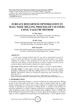 Surface roughness optimization in ball nose milling process of c45 steel using taguchi method