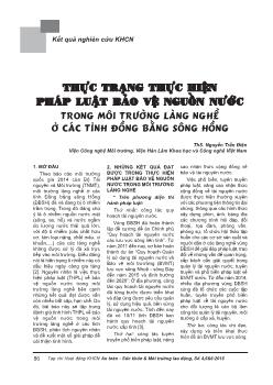 Thực trạng thực hiện pháp luật bảo vệ nguồn nước trong môi trường làng nghề ở các tỉnh đồng bằng Sông Hồng