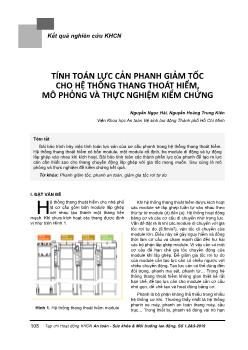 Tính toán lực cản phanh giảm tốc cho hệ thống thang thoát hiểm, mô phỏng và thực nghiệm kiểm chứng