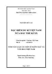 Tóm tắt Luận án Đặc điểm du kí Việt Nam nửa đầu thế kỉ XX