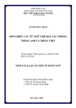 Tóm tắt Luận án Đối chiếu các từ ngữ chỉ màu sắc trong Tiếng Anh và Tiếng Việt