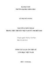 Tóm tắt Luận án - Nguyên lí đối thoại trong tiểu thuyết Việt Nam từ 1986 đến 2010