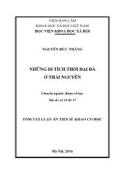 Tóm tắt Luận án Những di tích thời đại đá ở Thái Nguyên