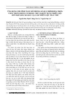 Ứng dụng cfd tính toán mô phỏng số quá trình hòa trộn cháy trong động cơ diesel thủy khi sử dụng nhiên liệu hỗn hợp (dầu do - Dầu cọ) làm nhiên liệu thay thế