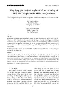 Ứng dụng giải thuật di truyền để tối ưu các thông số Tỉ lệ Vi - Tích phân điều khiển cho Quadrotor