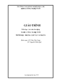 Bài giảng An toàn lao động (Trình độ Trung cấp và cao đẳng)